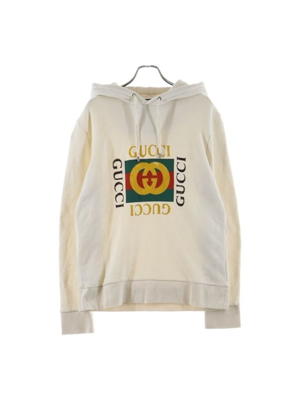 Gucci Logo Pullover Hoodie Cotton White